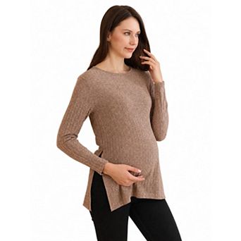 Women's Maternity Crew Neck Long Sleeve Knit Pullover Sweater