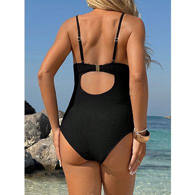 Women's Maternity Adjustable Straps Open Back One Piece Swimsuit