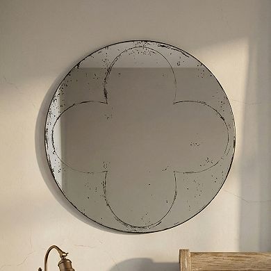 Round Wall-Mounted Mirror 36x36 inch, High-Definition Imaging, Slim Iron Frame, Vintage Industrial D