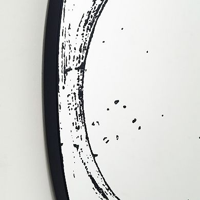 Round Wall-Mounted Mirror 36x36 inch, High-Definition Imaging, Slim Iron Frame, Vintage Industrial D