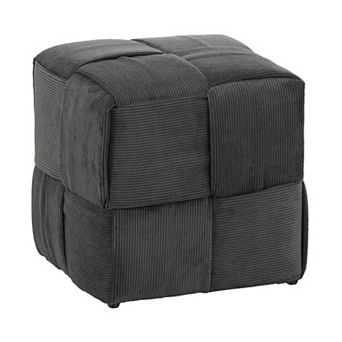 Ottoman Foot Rest Soft and Comfortable Ottoman Square Corduroy Woven Design Sofa Stool, Grey