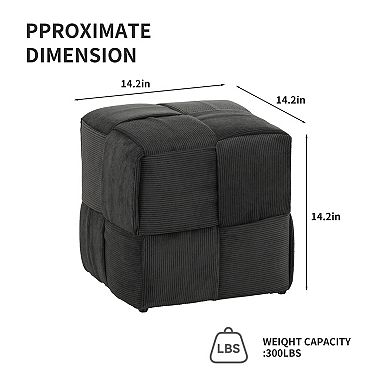 Ottoman Foot Rest Soft and Comfortable Ottoman Square Corduroy Woven Design Sofa Stool, Grey
