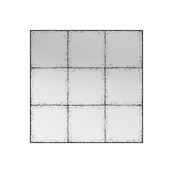 Vintage Industrial Square Wall-Mounted Mirror 36x36 Inch, Black