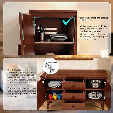 Mid Century Modern Sideboard Buffet Cabinet 47.3", Walnut