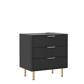 Smart Nightstand with Charging Station and Voice Control Night Light, 3 Outlets and 2 USB Ports