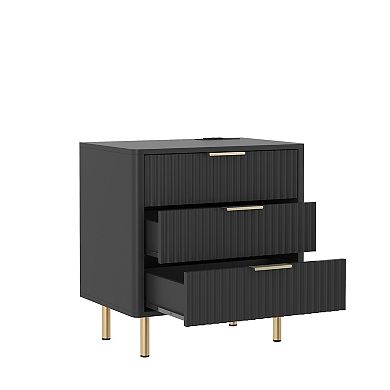 Smart Nightstand with Charging Station and Voice Control Night Light, 3 Outlets and 2 USB Ports