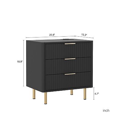 Smart Nightstand with Charging Station and Voice Control Night Light, 3 Outlets and 2 USB Ports