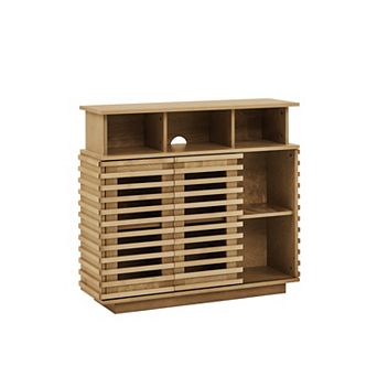 36.1" Sideboard Buffet Cabinet with Sliding Doors, Farmhouse Lattice Design, Adjustable Shelf
