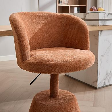 Adjustable Height 360° Swivel Bar Stool, Terracotta Orange