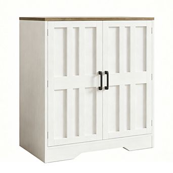Sideboard Buffet Cabinet, Modern Farmhouse Kitchen Storage with Adjustable Shelf, White Wood Grain