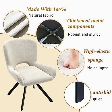 Set of 2 Modern Soft Cushioned Dinning Chairs with Ergonomic Backrest, Sturdy Metal Frame, Beige
