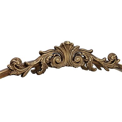 Vintage Arched Wall Mirror with Baroque Style Gold Metal Frame, 18.9" x 30.7"
