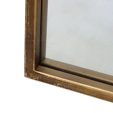 Vintage Arched Wall Mirror with Baroque Style Gold Metal Frame, 18.9" x 30.7"