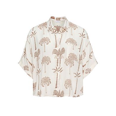 Lascana Women's Palm Print Button Down Blouse