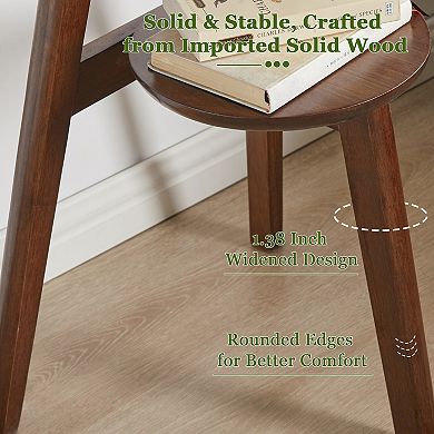 2-Tier Solid Wood End Table with Storage Shelf for Living Room, Bedroom or Home Office, Walnut