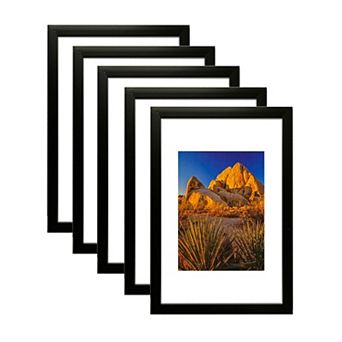 5-Pack Black PVC Picture Frame 10.2"W x 14.7"H Wall Mount, High-Definition PS Glass