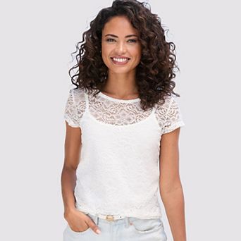 Lascana Women's Lace Short Sleeve Top
