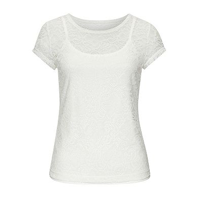 Lascana Women's Lace Short Sleeve Top