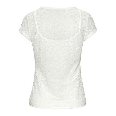 Lascana Women's Lace Short Sleeve Top