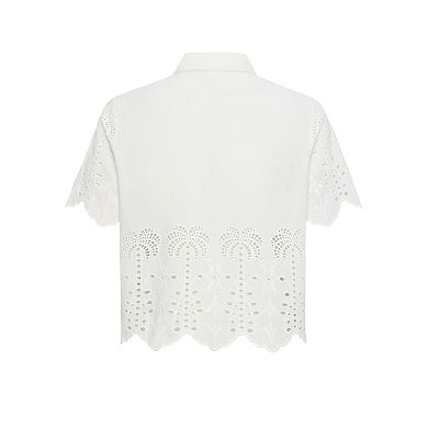Lascana Women's Palm Eyelet Short Sleeve Blouse
