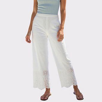 Lascana Women's Palm Eyelet Hem Pants