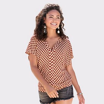 Lascana Women's Printed Dolman Sleeve Top