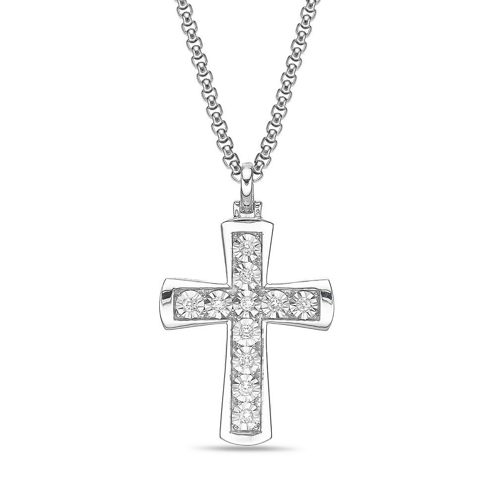 LYNX Men's Sterling Silver 1/2 Carat T.W. Lab-Grown Diamond Cross