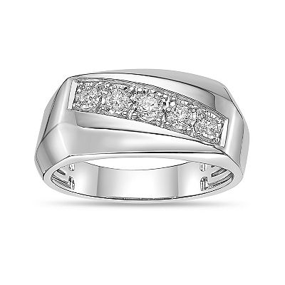 LYNX Men's Sterling Silver 1/4 Carat T.W. Lab-Grown Diamond Band Ring