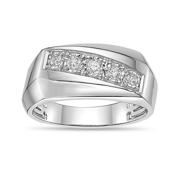 LYNX Men's Sterling Silver 1/4 Carat T.W. Lab-Grown Diamond Band Ring