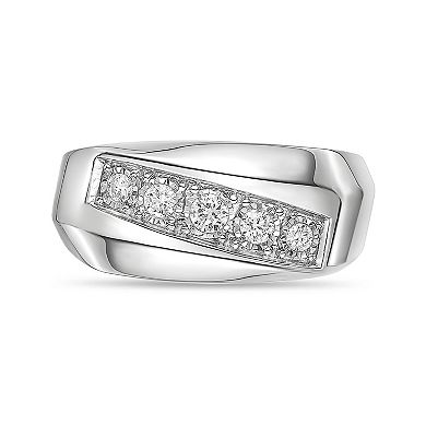 LYNX Men's Sterling Silver 1/4 Carat T.W. Lab-Grown Diamond Band Ring