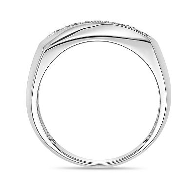 LYNX Men's Sterling Silver 1/4 Carat T.W. Lab-Grown Diamond Band Ring