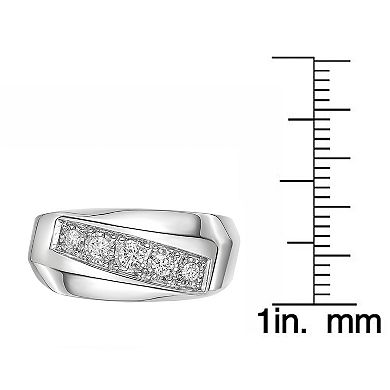 LYNX Men's Sterling Silver 1/4 Carat T.W. Lab-Grown Diamond Band Ring