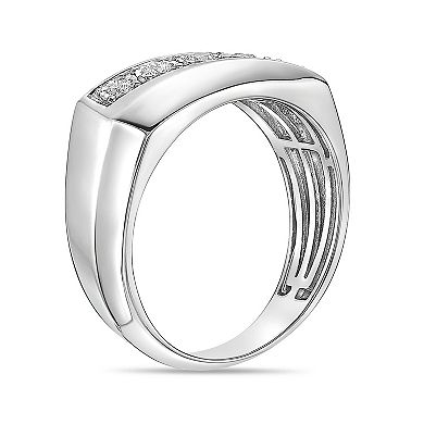 LYNX Men's Sterling Silver 1/4 Carat T.W. Lab-Grown Diamond Band Ring