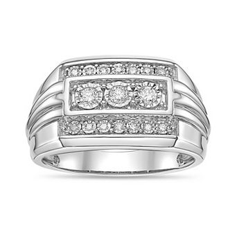 LYNX Men's Sterling Silver 1/4 Carat T.W. Lab-Grown Diamond Ring