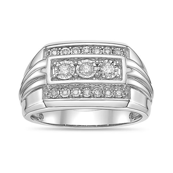 LYNX Men's Sterling Silver 1/4 Carat T.W. Lab-Grown Diamond Ring
