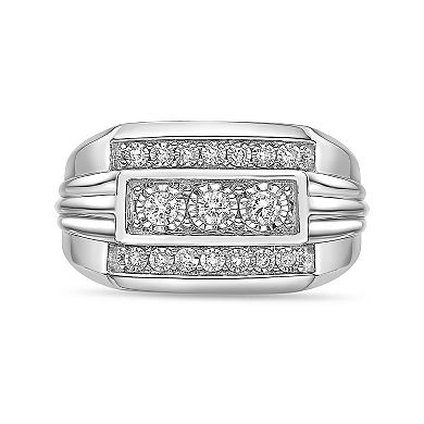 LYNX Men's Sterling Silver 1/4 Carat T.W. Lab-Grown Diamond Ring