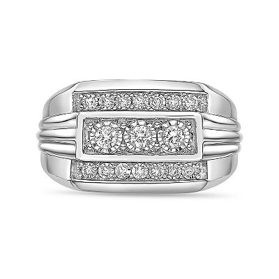 LYNX Men's Sterling Silver 1/4 Carat T.W. Lab-Grown Diamond Ring