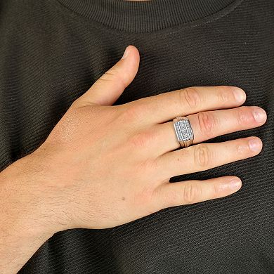 LYNX Men's Sterling Silver 1/4 Carat T.W. Lab-Grown Diamond Ring