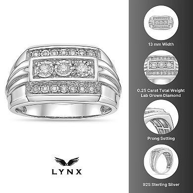 LYNX Men's Sterling Silver 1/4 Carat T.W. Lab-Grown Diamond Ring