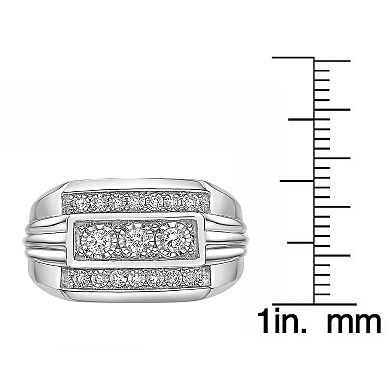 LYNX Men's Sterling Silver 1/4 Carat T.W. Lab-Grown Diamond Ring