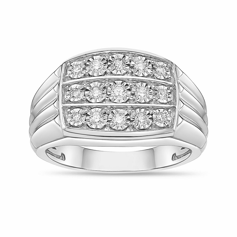 LYNX Men's Sterling Silver 1/3 Carat T.W. Lab-Grown Diamond Ring