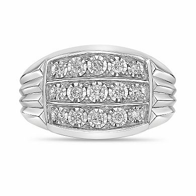 LYNX Men's Sterling Silver 1/3 Carat T.W. Lab-Grown Diamond Ring
