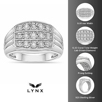 LYNX Men's Sterling Silver 1/3 Carat T.W. Lab-Grown Diamond Ring
