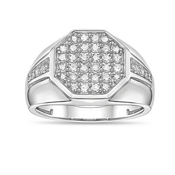 LYNX Men's Sterling Silver 3/4 Carat T.W. Lab-Grown Diamond Octagon Ring