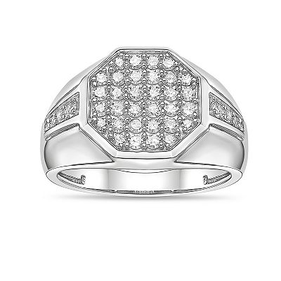 『TW RING SILVER』 LYNX Men's Sterling Silver 3/4 Carat T.W. Lab-Grown Diamond