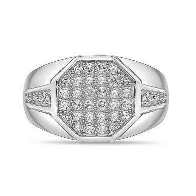 LYNX Men's Sterling Silver 3/4 Carat T.W. Lab-Grown Diamond Octagon Ring