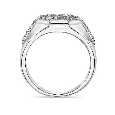 LYNX Men's Sterling Silver 3/4 Carat T.W. Lab-Grown Diamond Octagon Ring