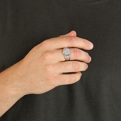 LYNX Men's Sterling Silver 3/4 Carat T.W. Lab-Grown Diamond Octagon Ring