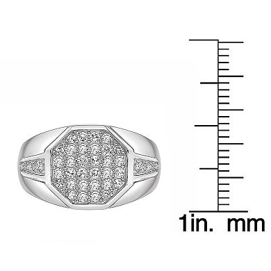 LYNX Men's Sterling Silver 3/4 Carat T.W. Lab-Grown Diamond Octagon Ring