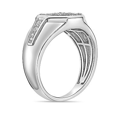 LYNX Men's Sterling Silver 3/4 Carat T.W. Lab-Grown Diamond Octagon Ring